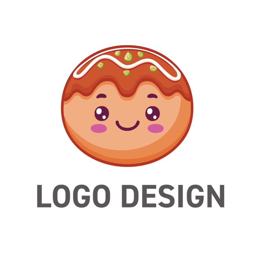 笑顔が広がる、可愛いスイーツキャラクターのロゴデザイン