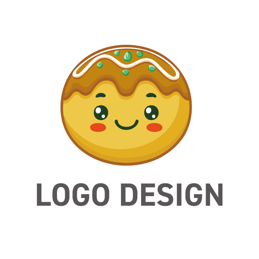 笑顔が広がる、可愛いスイーツキャラクターのロゴデザイン