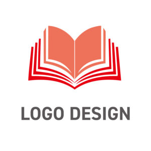 知の集積と誠実さを物語る、開かれた本のロゴデザイン