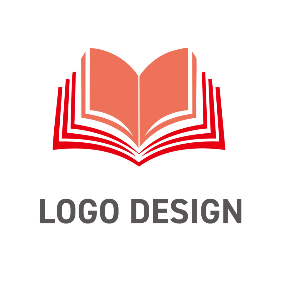 知の集積と誠実さを物語る、開かれた本のロゴデザイン