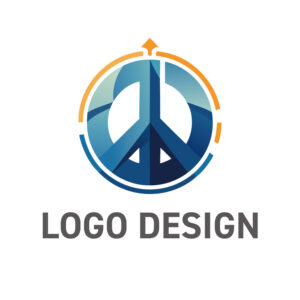 平和的解決への道筋を示す、羅針盤とピースマークのロゴデザイン