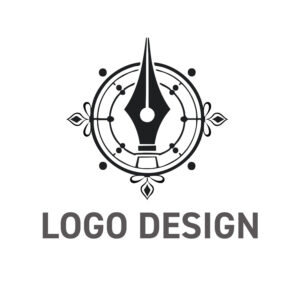 知性のペンが指し示す、伝統と権威の羅針盤ロゴデザイン
