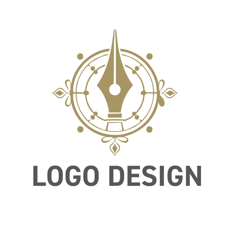 知性のペンが指し示す、伝統と権威の羅針盤ロゴデザイン