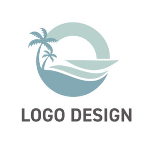 静かな楽園への窓となる、洗練されたアイランドロゴデザイン