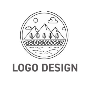大自然に抱かれる、静寂と冒険のモノラインロゴデザイン