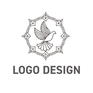 繊細な装飾に包まれた、平和と調和のエンブレムロゴデザイン