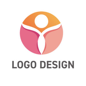 人が花ひらく、喜びと成長のヒューマンロゴデザイン