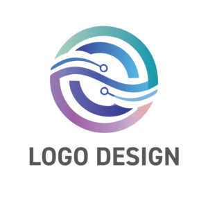 流麗な曲線が描く、調和と発展のテクノロジーロゴデザイン