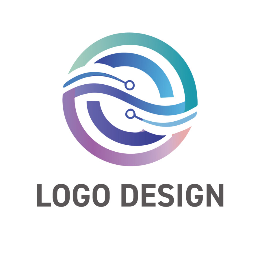 流麗な曲線が描く、調和と発展のテクノロジーロゴデザイン