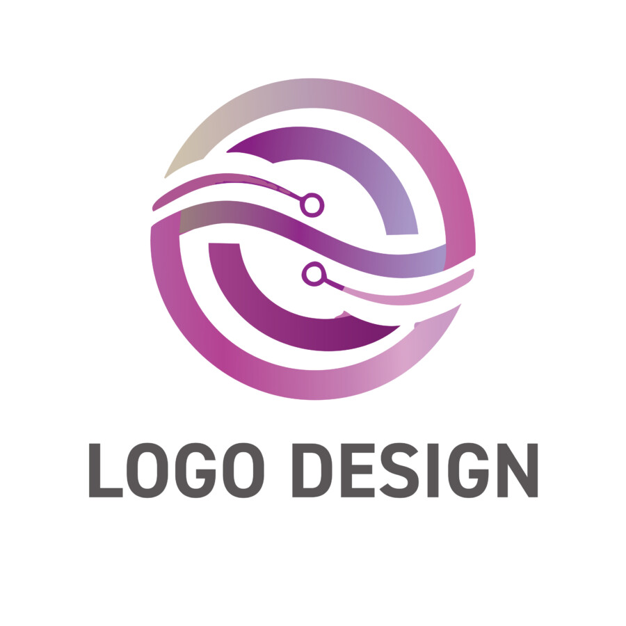 流麗な曲線が描く、調和と発展のテクノロジーロゴデザイン