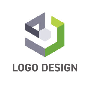 未来を構築する、立体的なモジュールのロゴデザイン