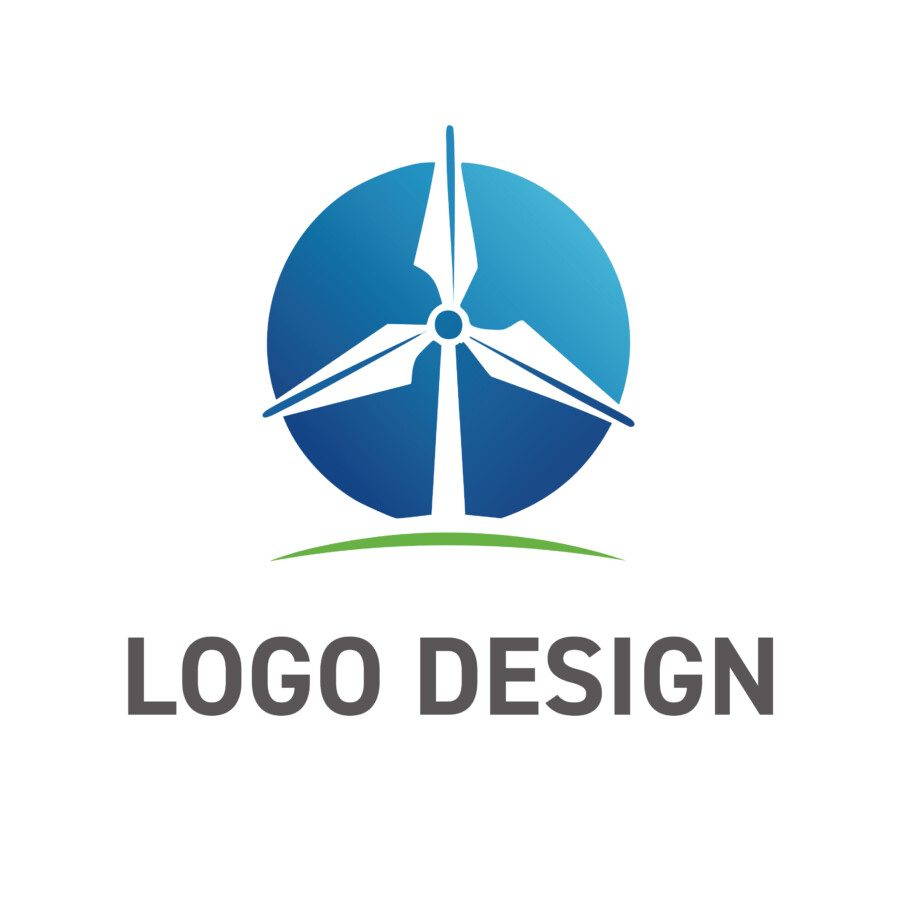 未来を拓く先進技術と地球の調和、ダイナミックなロゴデザイン
