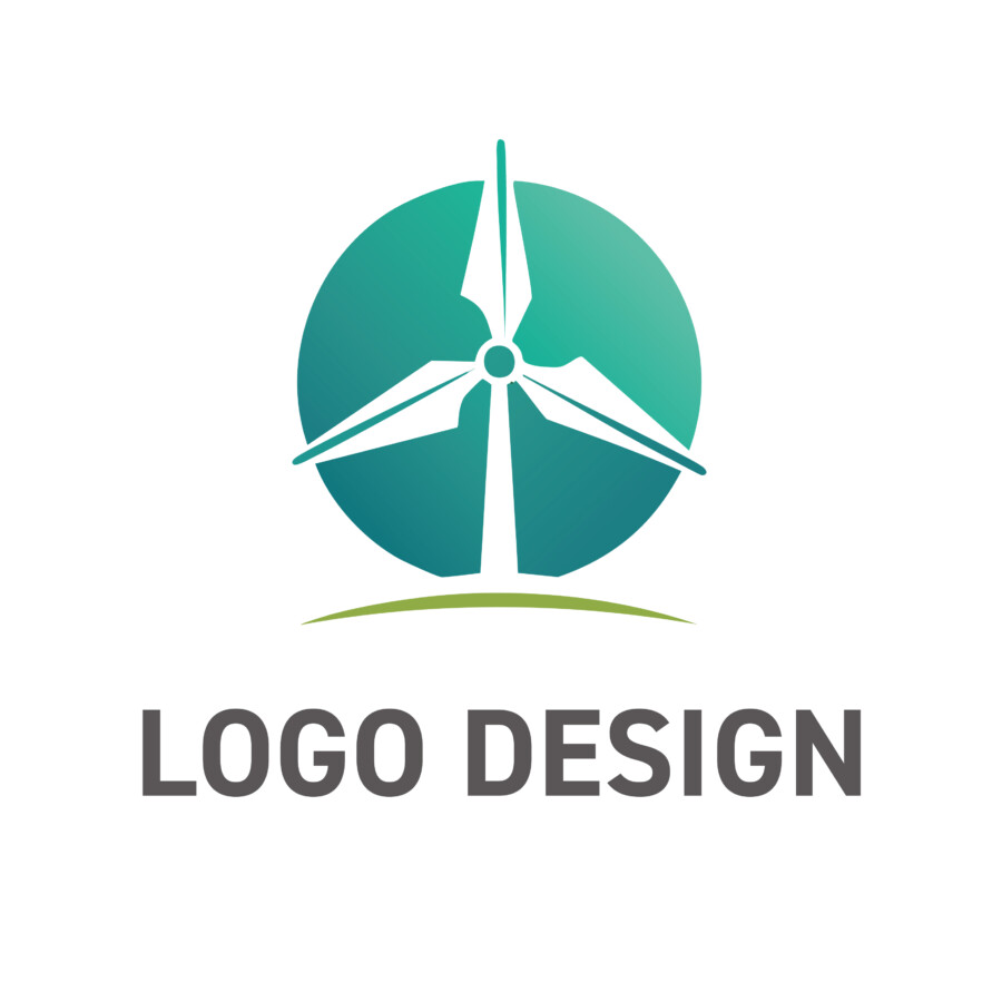 未来を拓く先進技術と地球の調和、ダイナミックなロゴデザイン