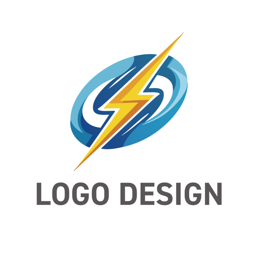 ほとばしるエネルギーと制御技術の融合、躍動感あふれるロゴデザイン