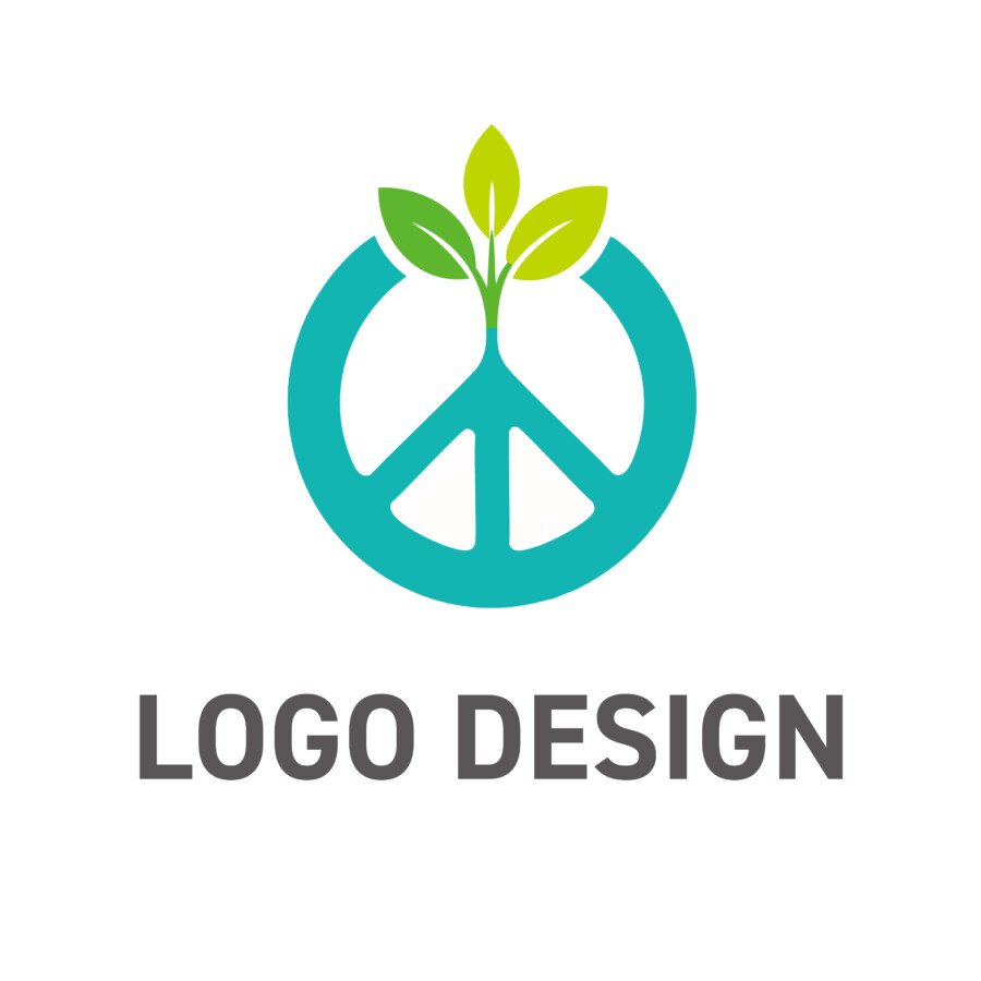 平和と成長の願いを込めた、エコロジカルなピースマークのロゴデザイン