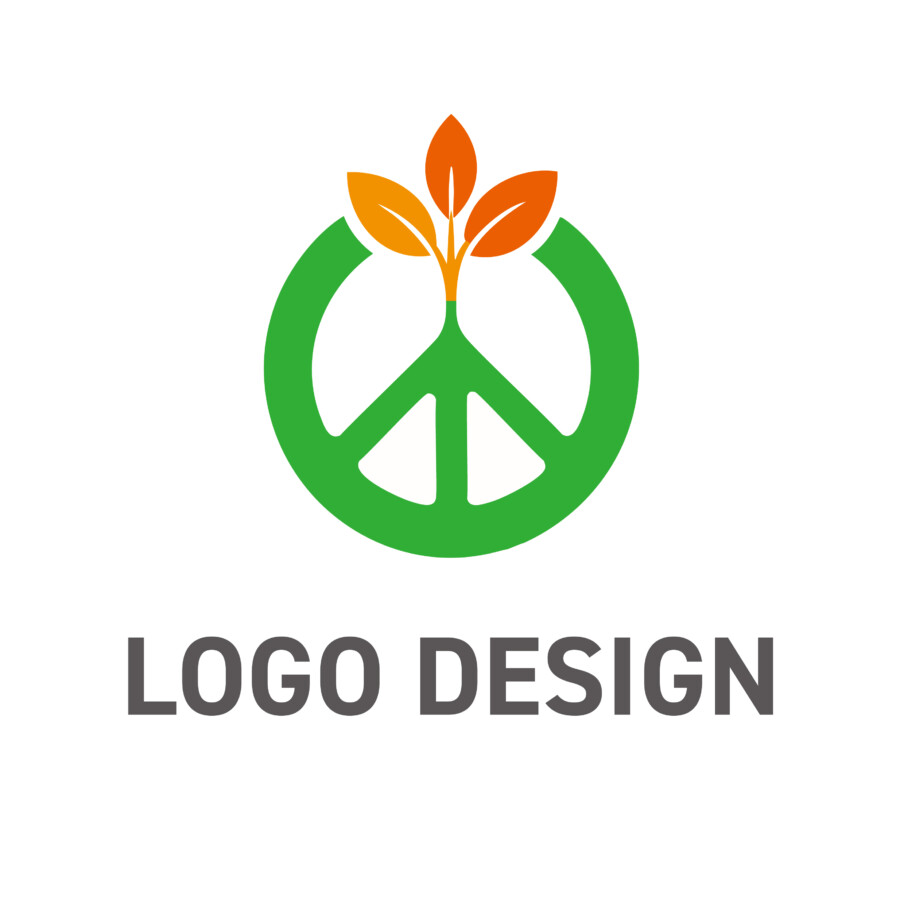 平和と成長の願いを込めた、エコロジカルなピースマークのロゴデザイン