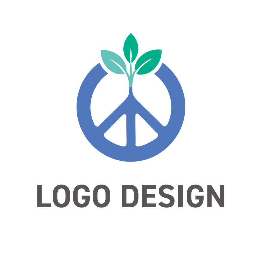 平和と成長の願いを込めた、エコロジカルなピースマークのロゴデザイン