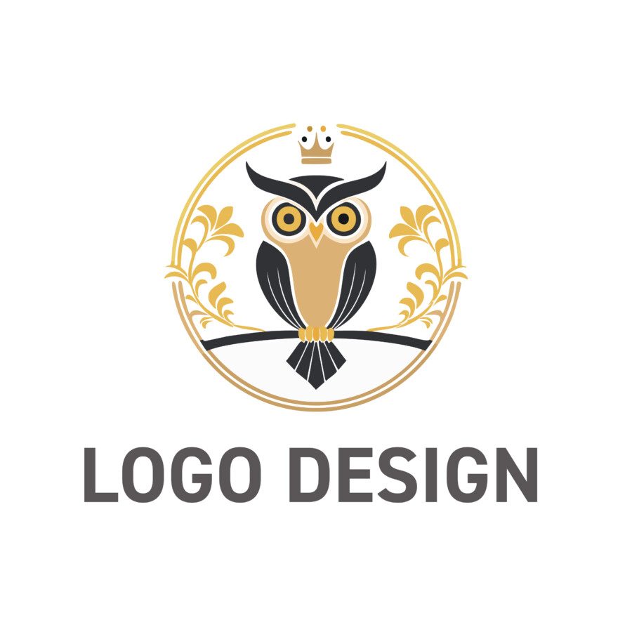 知性と気品を象徴する、賢者のフクロウのロゴデザイン