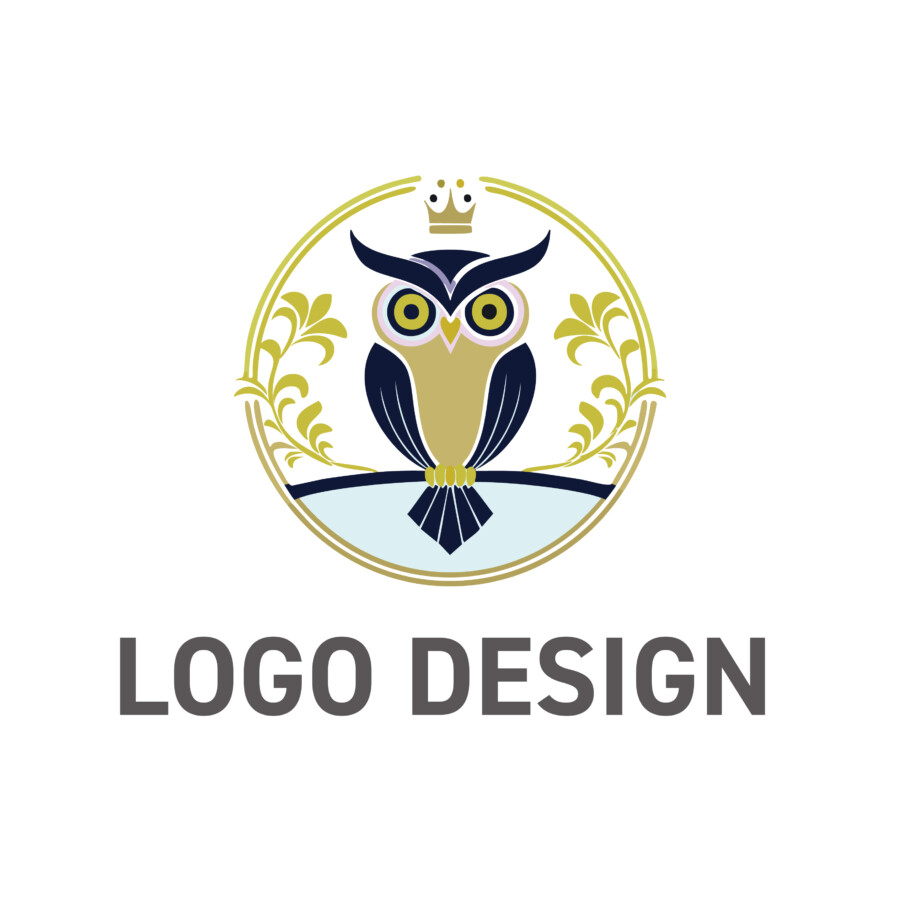 知性と気品を象徴する、賢者のフクロウのロゴデザイン