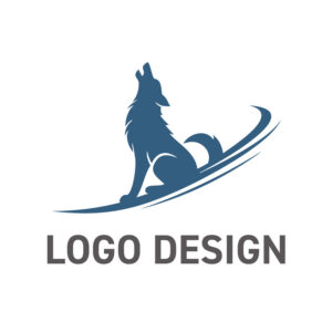 知性とリーダーシップを象徴する、遠吠えの狼ロゴデザイン