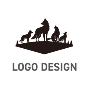 チームの結束と集合的な力を象徴する、狼の群れのロゴデザイン