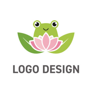 優しさと癒やしを伝える、蓮とカエルのロゴデザイン