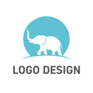 知性と優しさで未来を拓く、象がモチーフのロゴデザイン