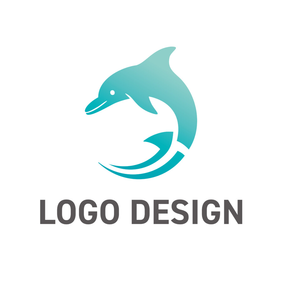 知性と躍動感を優雅に表現する、イルカのロゴデザイン
