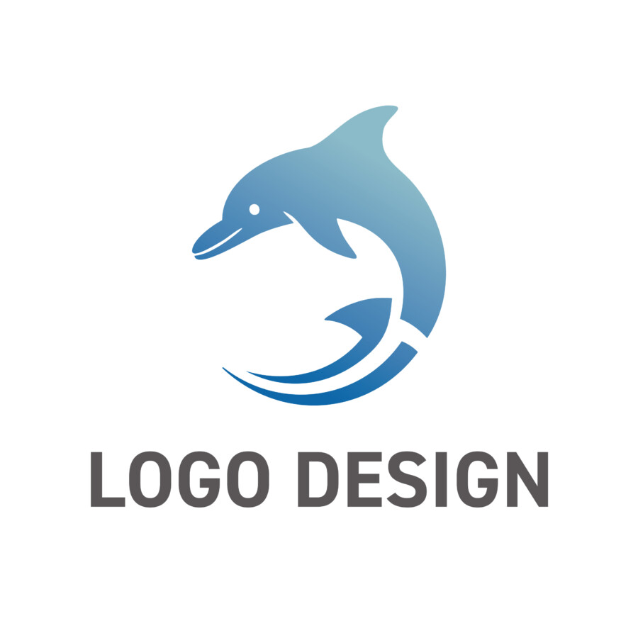 知性と躍動感を優雅に表現する、イルカのロゴデザイン
