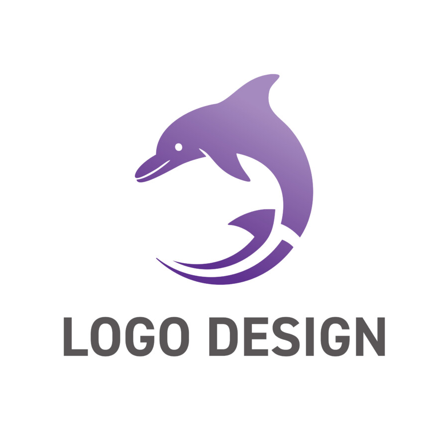 知性と躍動感を優雅に表現する、イルカのロゴデザイン