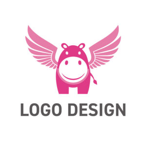 楽しさと意外性で夢を叶える、空飛ぶカバのロゴデザイン