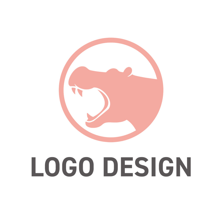 穏やかな色調に秘められた、力強いカバのロゴデザイン