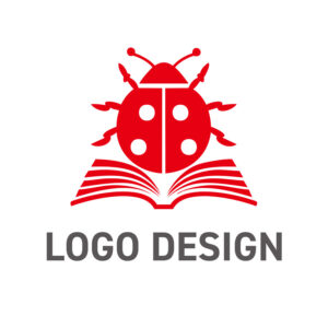 幸運のシンボルと本を組み合わせた、知的好奇心をくすぐるロゴデザイン