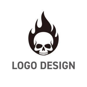 反骨精神と燃える魂を映し出す、スカル＆フレイムのロゴデザイン