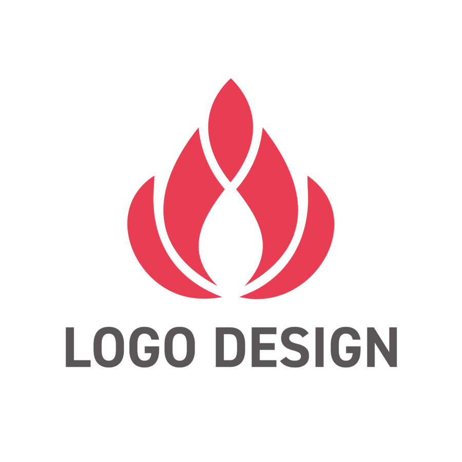 生命の開花を象徴する、花のような炎のロゴデザイン