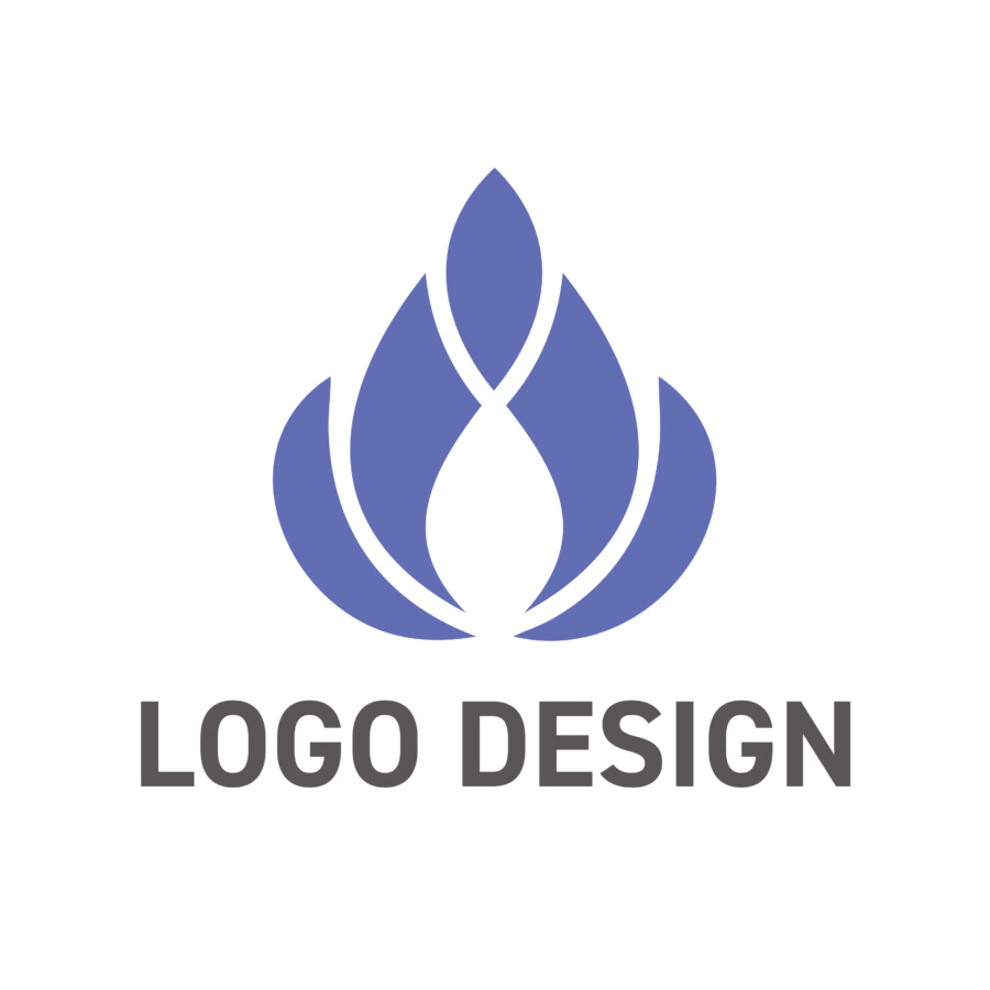 生命の開花を象徴する、花のような炎のロゴデザイン