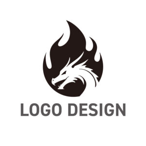 伝説の力強さを宿す、龍と炎のロゴデザイン