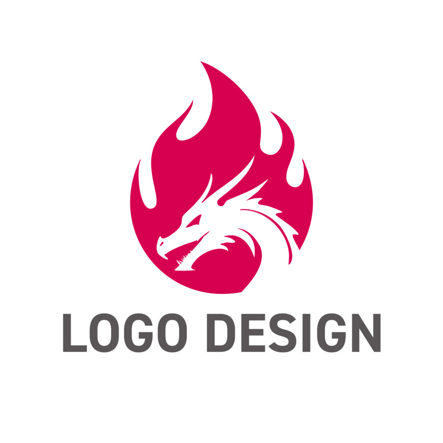 伝説の力強さを宿す、龍と炎のロゴデザイン