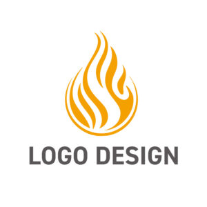 豊かな恵みを感じさせる、流線形の炎のロゴデザイン