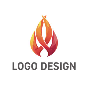 シナジーを象徴する、編み込まれた炎のロゴデザイン