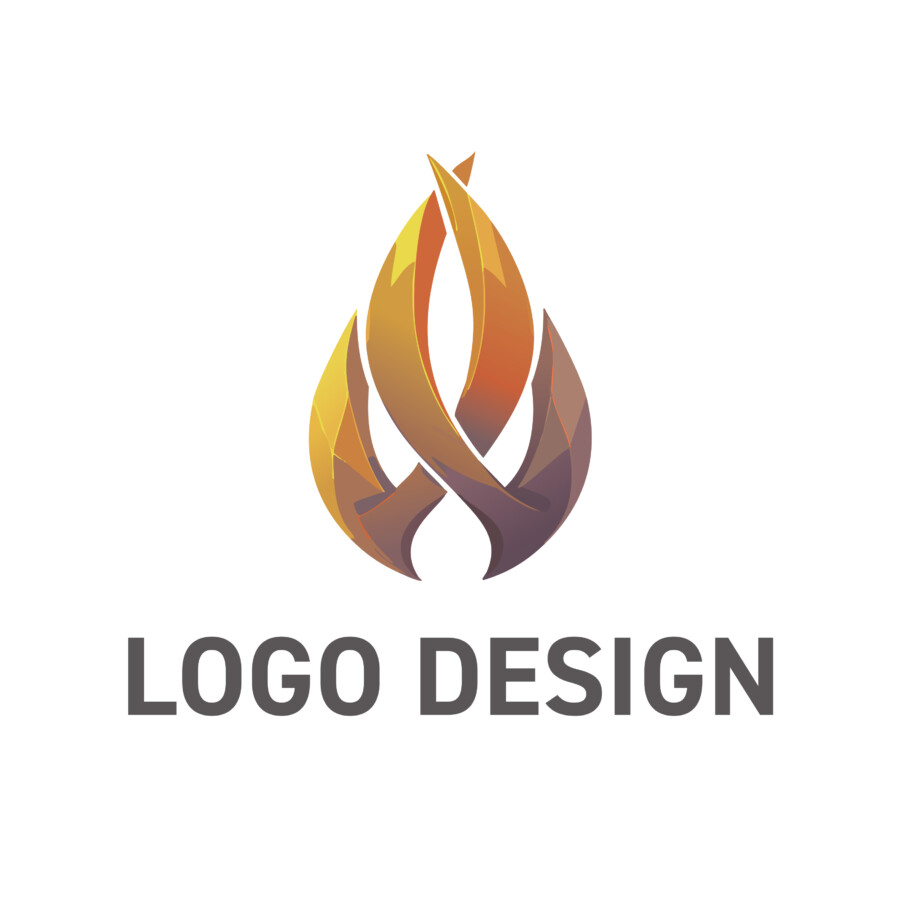 シナジーを象徴する、編み込まれた炎のロゴデザイン