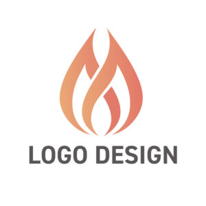優しさと情熱が交差する、M字の炎のロゴデザイン