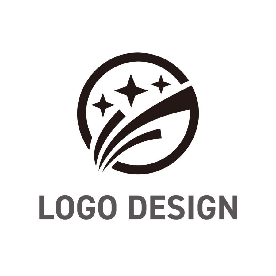 未来への飛躍と信頼を象徴する、星が輝くロゴデザイン