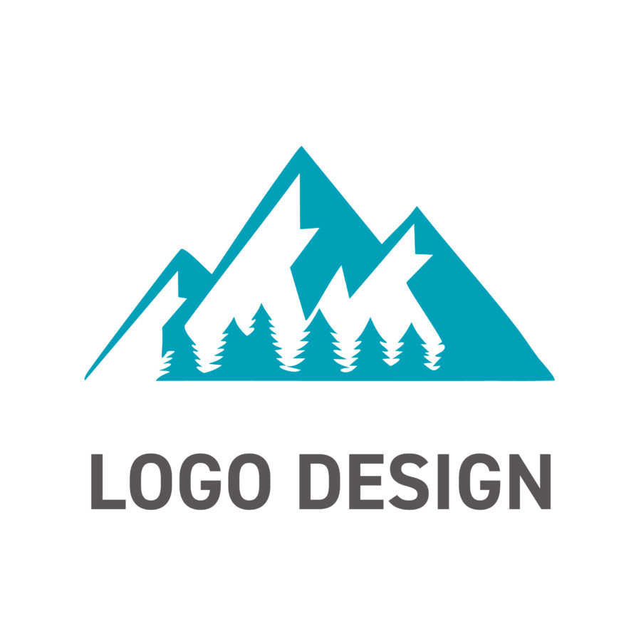 自然との共生をクリーンに描く、山と森のロゴデザイン