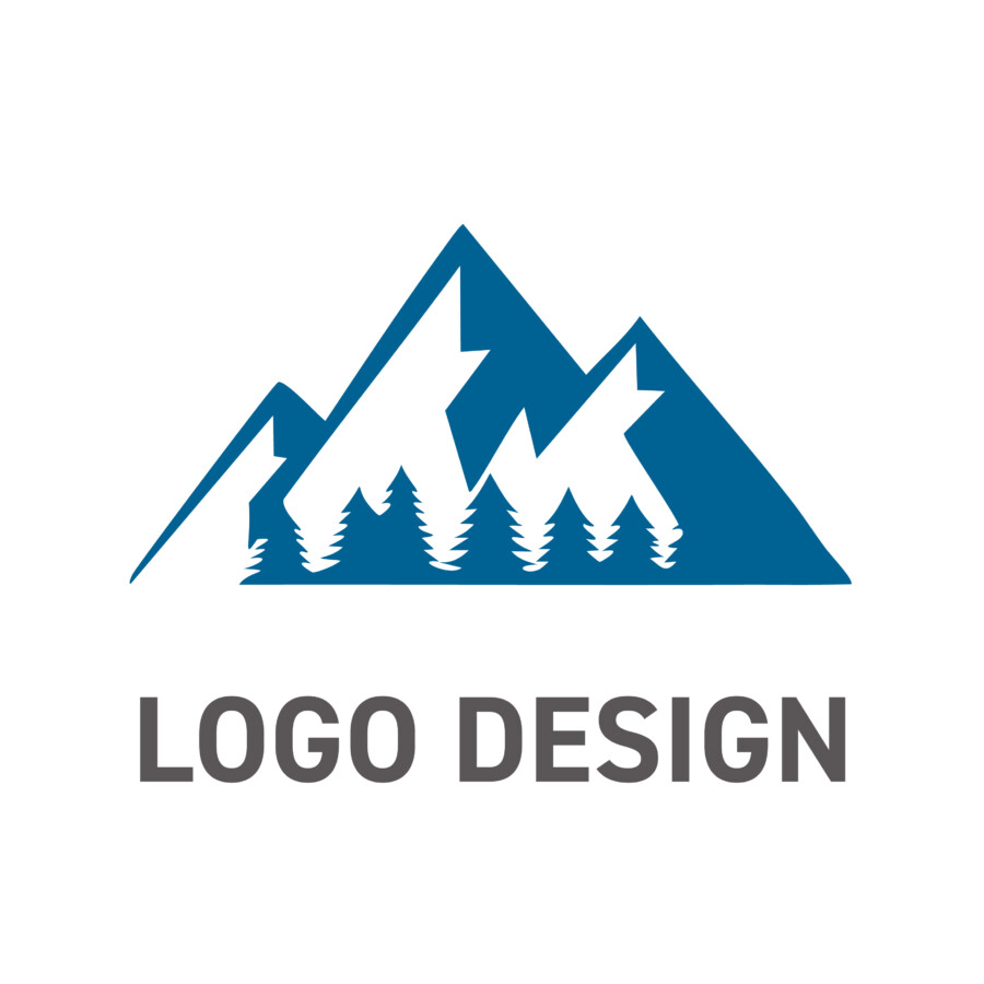 自然との共生をクリーンに描く、山と森のロゴデザイン