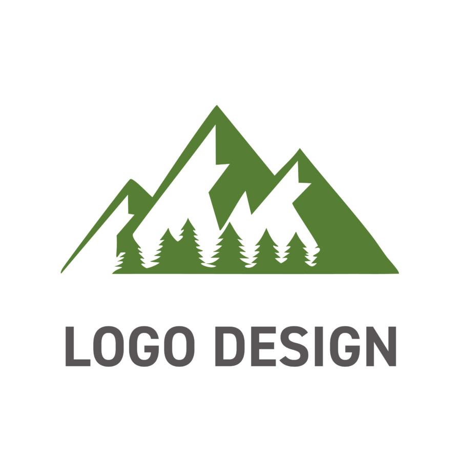 自然との共生をクリーンに描く、山と森のロゴデザイン