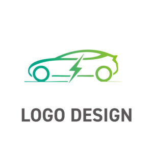 クリーンなエネルギーの疾走感を表現した、ミニマルなEVロゴデザイン