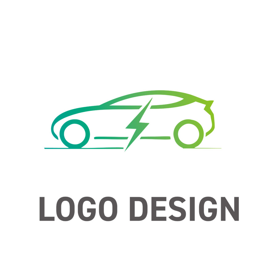 クリーンなエネルギーの疾走感を表現した、ミニマルなEVロゴデザイン