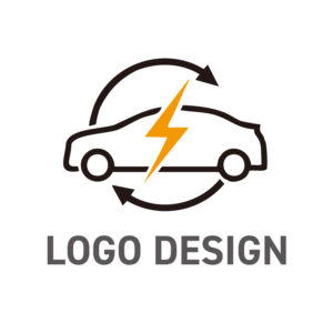 エネルギーの循環と未来のモビリティを象徴するロゴデザイン