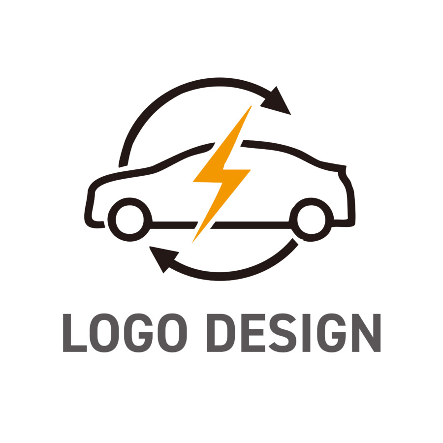 エネルギーの循環と未来のモビリティを象徴するロゴデザイン